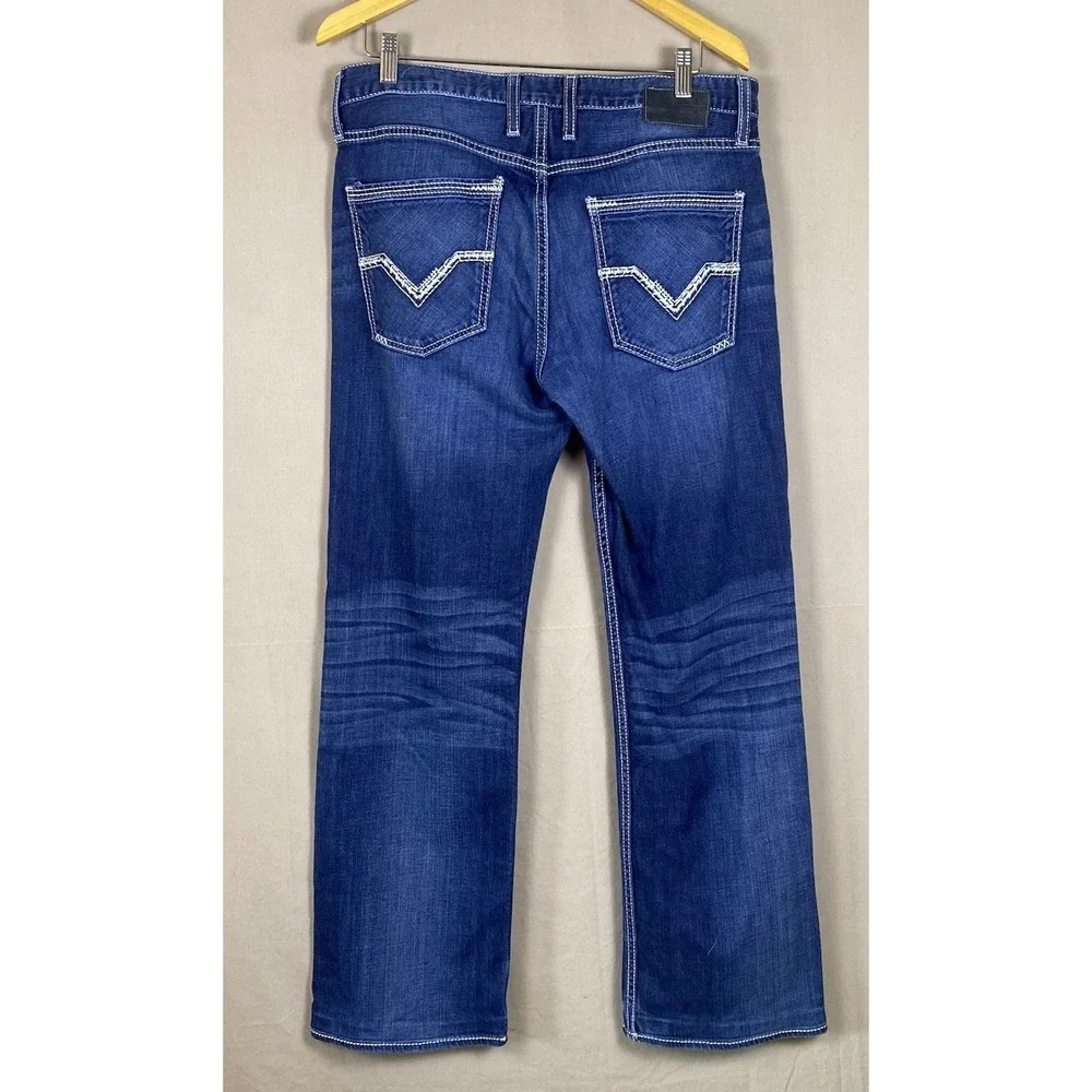 BKE Buckle Jake Straight Leg Stretch Jean Mens 34x29 Dark Wash Western Inky Wash